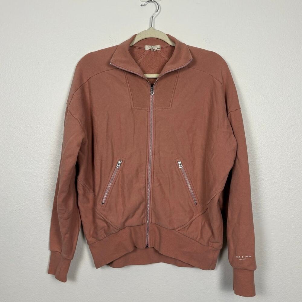 Rag & Bone Organic Cotton Mauve Zipper Front Athletic Full Zip Sweater XS